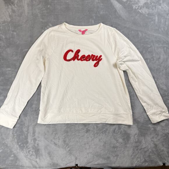 Lilly Pulitzer Sweaters - Lilly Pulitzer Women's XL Cheery Rami Sweatshirt Cream Red Pullover Sweater